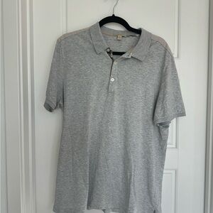 Burberry Light Gray Polo Shirt With Stripe on Shoulder Size XL